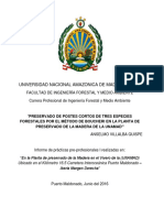 Preservado de Postes Cortos de Tres Especies Forestales Por El Metodo de Boucherie en La Planta de Preservado de La Madera - UNAMAD