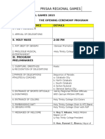 Prisaa Regional Games 2015 Program Final