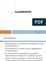 Metallography: Dr. Mohd Arif Anuar Mohd Salleh