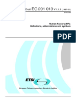 ETSI EG 201 013 - Human Factors (HF) Definitions, Abbreviations and Symbols