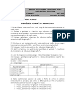 Exercícios de Genética e Resolução