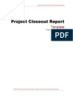 Project Closeout Template