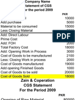 CGS - Cost of Goods Statement