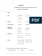 Appendix: A Study On Emploee Performance Appraisal in Rane Break Lining Limited, Pondicherry