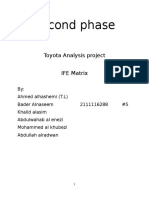 Second Phase: Toyota Analysis Project IFE Matrix