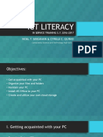 Ict Literacy: in Service Training S.Y. 2016-2017 Noel T. Singahan & Cyrele C. Quinio