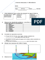 Prueba Ciclo Del Agua 2° Básico. Cs. Naturales.