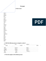 Write The Plural of Each of These Nouns:: Test Paper