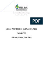 Áreas Protegidas Subnacionales en Bolivia Situacion Actual 2012