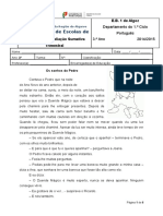 Ficha de Português Sumativa Trimestral - Adaptada - Religião - 2014-15