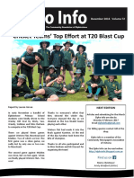 Cricket Teams' Top Effort at T20 Blast Cup: December 2016 Volume 72