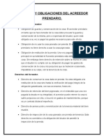 Derechos y Obligaciones Del Acreedor Prendario