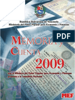 Memoria y Cuenta, MInisterio de Finanzas de Veenzuela, 2009