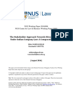 The Stakeholder Approach Towards Directors' Duties Under Indian Company Law: A Comparative Analysis