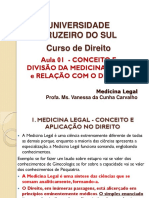 Aula 1 - Conceito e Divisão Da Medicina Legal