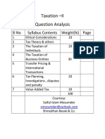 Question Analysis ICAB Application Level TAXATION-II (Syllabus Weight Based) PDF