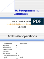 CSE 110: Programming Language I: Matin Saad Abdullah UB 1222