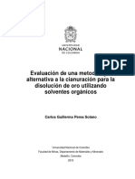 Tesis Evaluación de Una Metodología Alternativa A La Cianuración para La Disolución de Oro Utilizando Solventes Orgánicos