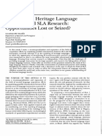 Bilingualism, Heritage Language Learners, and SLA Research Opportunities Lost or Seized, de Guadalupe Valdés (Artigo)