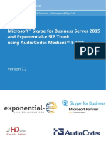 LTRT-12790 Mediant E-SBC For Exponential-E SIP Trunk With Microsoft Skype For Business 2015 Configuration Note Ver. 7.2