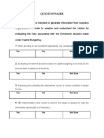 Sample Close Ended Questionnaire On Capital Budgeting Research