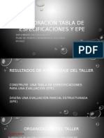 Tabla de Especificaciones Y EPE