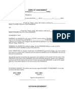 Deed of Assignment of Shares Template