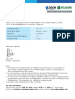 AEGON RELIGARE Premium Payment Receipt 2013