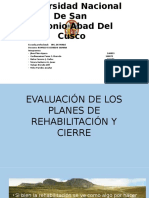 Evaluación de Los Planes de Rehabilitación y Cierre