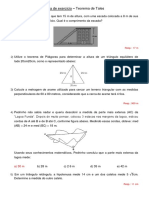 Lista de Exercício - Teorema de Pitágoras