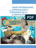 Memorias Del 1er. Coloquio Internacional de Antropología y Etnografía de La Alimentación en Puebla