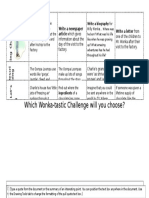 Charlie and The Chocolate Factory Task Grid