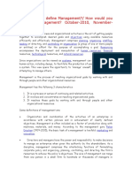 How Do You Define Management?/ How Would You Define Management? October-2010, November-2007