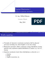 Physical Electronics I: Introduction To Quantum Mechanics