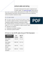 IR Value For Electrical Cable and Wiring