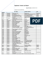 Registered Vendor List Report: Institute Name: Vendor Number Vendor Type Supplier Name Supplier Address City