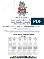 Mrs. Lewis' Syllabus Brushy Creek Elementary School Third Grade 2016 - 2017