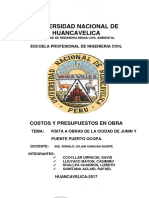 Informe de Visita A Obras Ing. Civil Lircay-Costos y Presupuestos 2017