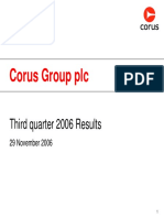 Corus Group PLC: Third Quarter 2006 Results