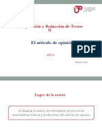 Curso: Comprensión y Redacción de Textos II. Sesión 11A. El Artículo de Opinión (2017-2)