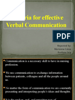 Criteria For Effective Verbal Communication Report