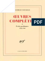 Georges Bataille Oeuvres Completes Tome II Ecrits Posthumes 1922 1940 PDF