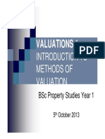 Valuations 1: Introduction To Methods of Valuation