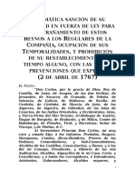 Pragmática Sanción de 1767 Expulsión de Los Jesuitas