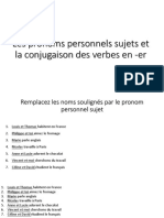 Les Pronoms Personnels Sujets Et La Conjugaison Des Verbes en - Er