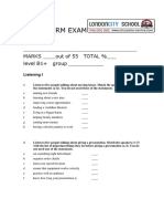 Third Term Exam: Name - MARKS - Out of 55 TOTAL % - Level B1+ Group