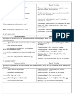 Lesson Plan in English Cases of Personal Pronouns