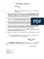 Treasurer'S Affidavit: Philippines Employees Consumers Cooperative (Bspecco) To