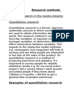 Research Methods Research in The Media Industry Quantitative Research