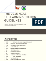 The 2015 Ncae Test Administration Guidelines: National Education Testing and Research Center Department of Education